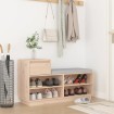 Mueble zapatero de madera maciza de pino 110x34x61 cm