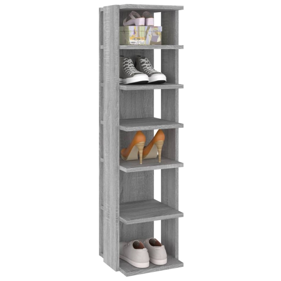 Mueble zapatero madera contrachapada gris Sonoma 27,5x27x102