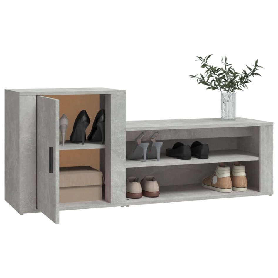 Mueble zapatero madera contrachapada gris hormigón 130x35x54