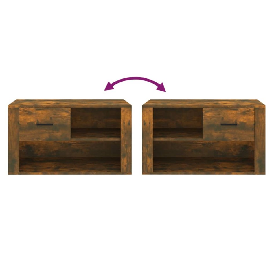 Mueble zapatero madera contrachapada roble ahumado 80x35x45