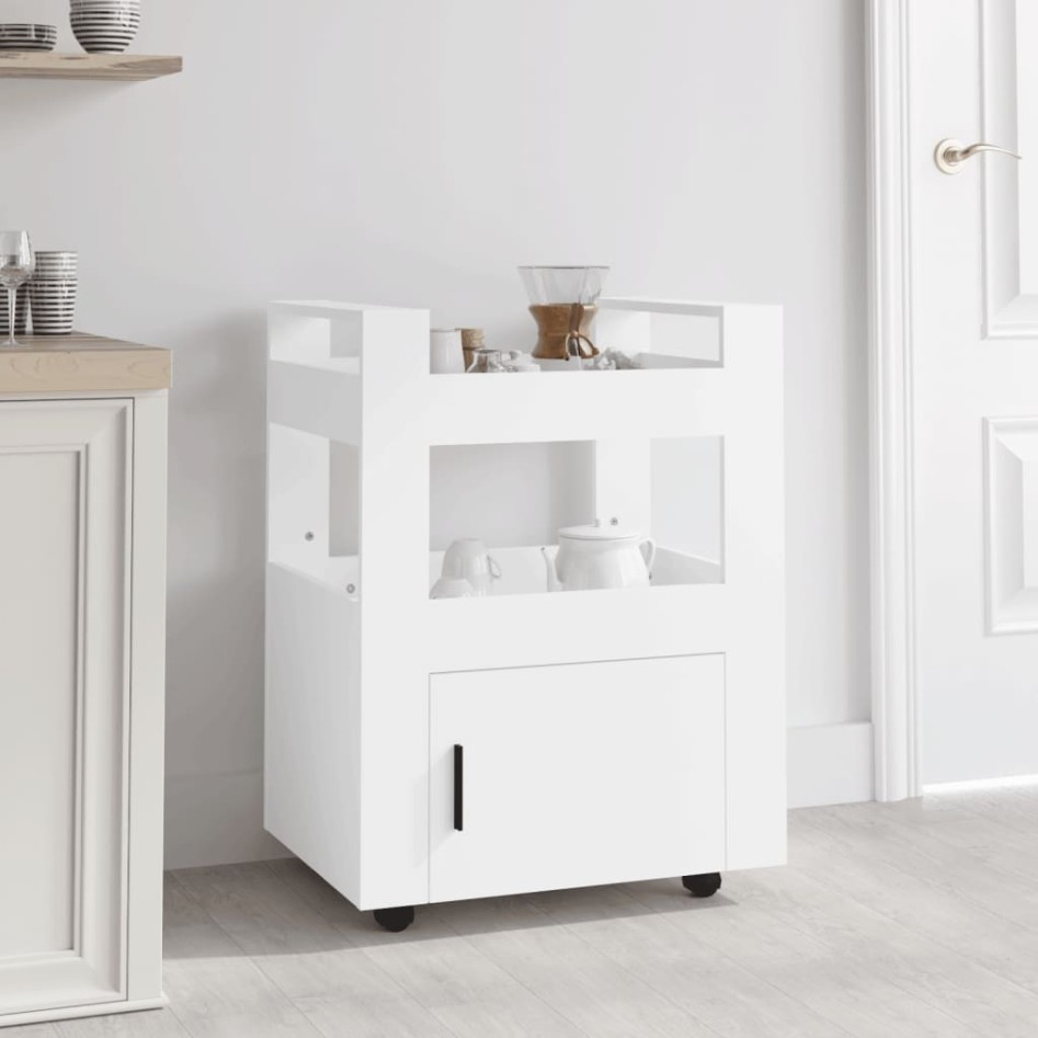Carrito de cocina madera contrachapada blanco 60x45x80