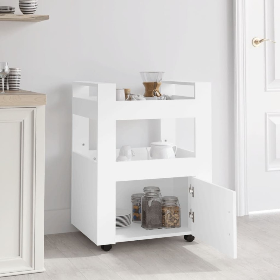 Carrito de cocina madera contrachapada blanco 60x45x80