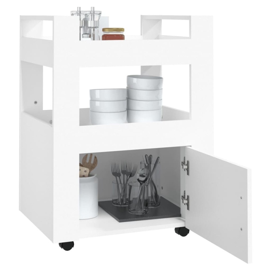 Carrito de cocina madera contrachapada blanco 60x45x80