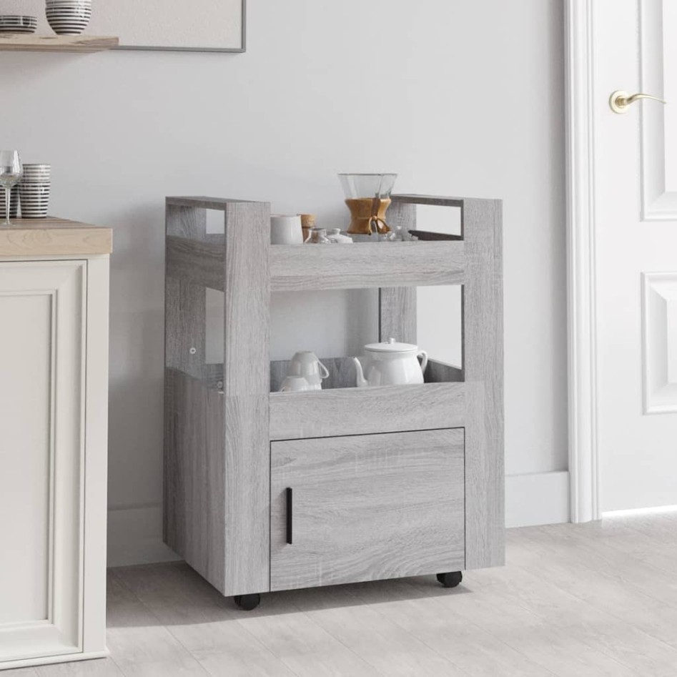 Carrito de cocina madera contrachapada gris Sonoma 60x45x80