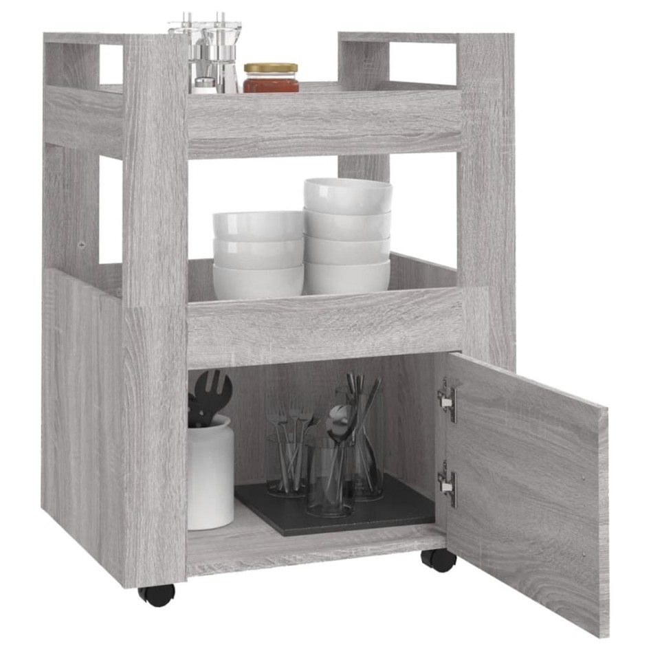 Carrito de cocina madera contrachapada gris Sonoma 60x45x80
