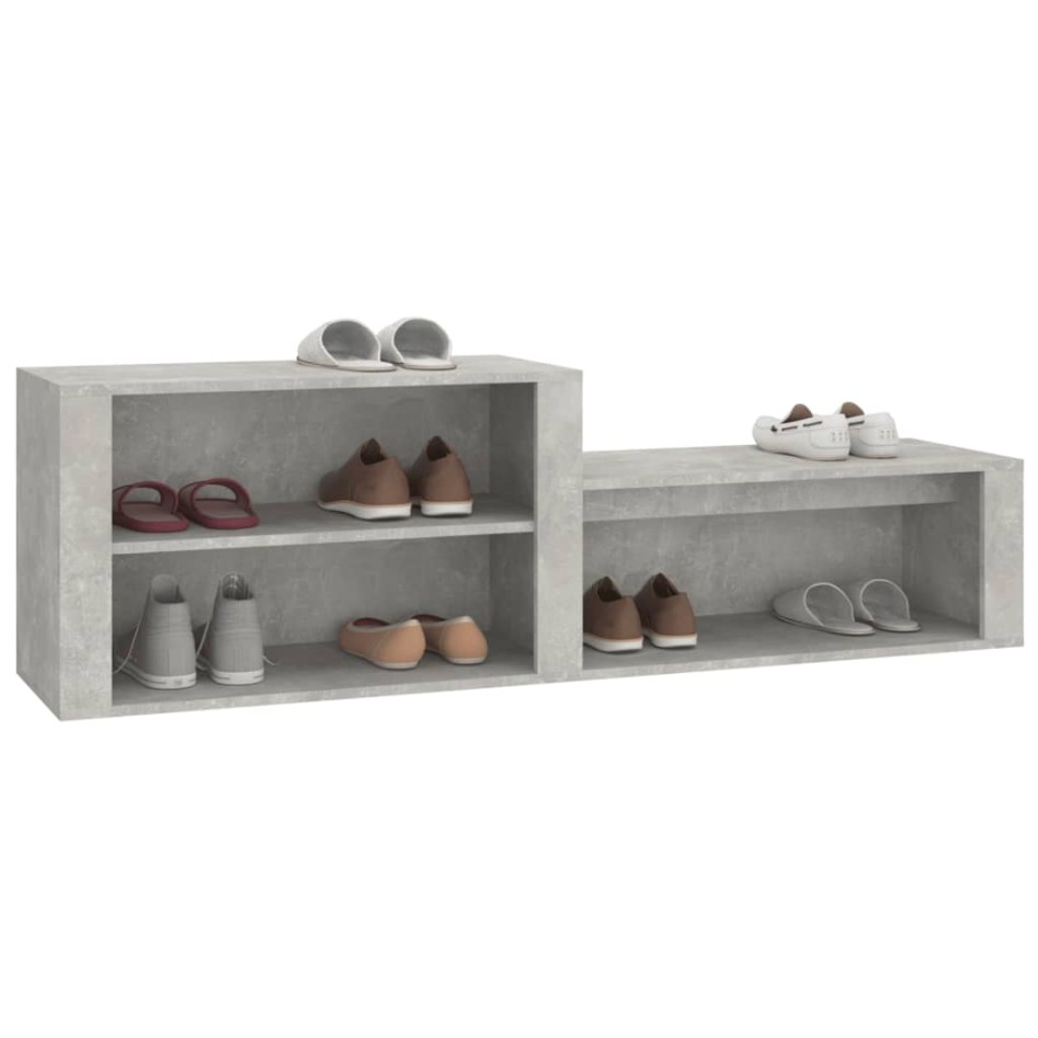 Mueble zapatero madera contrachapada gris hormigón 150x35x45