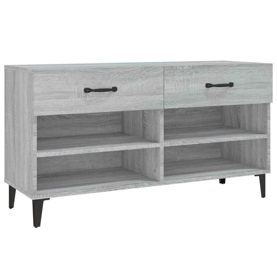 Mueble zapatero madera contrachapada gris Sonoma 102x35x55
