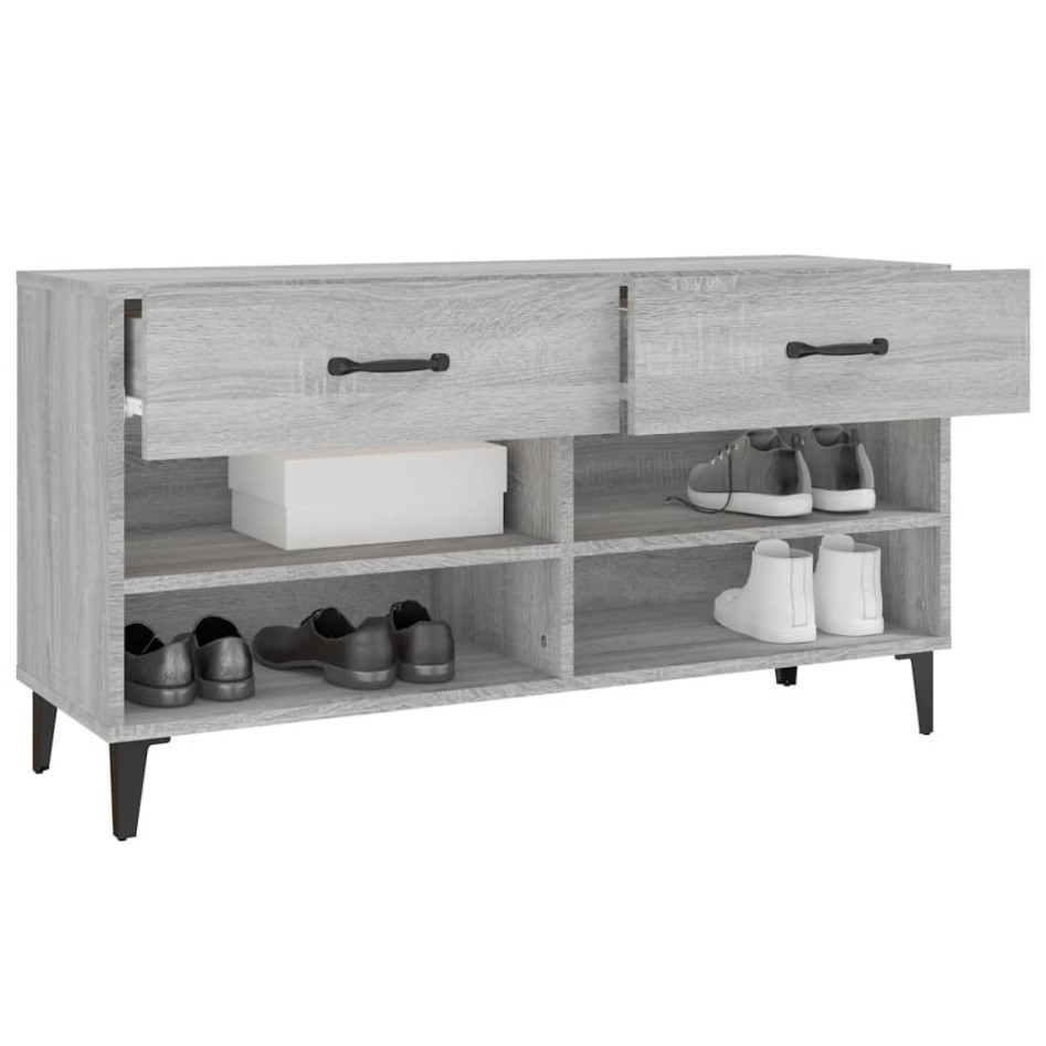Mueble zapatero madera contrachapada gris Sonoma 102x35x55