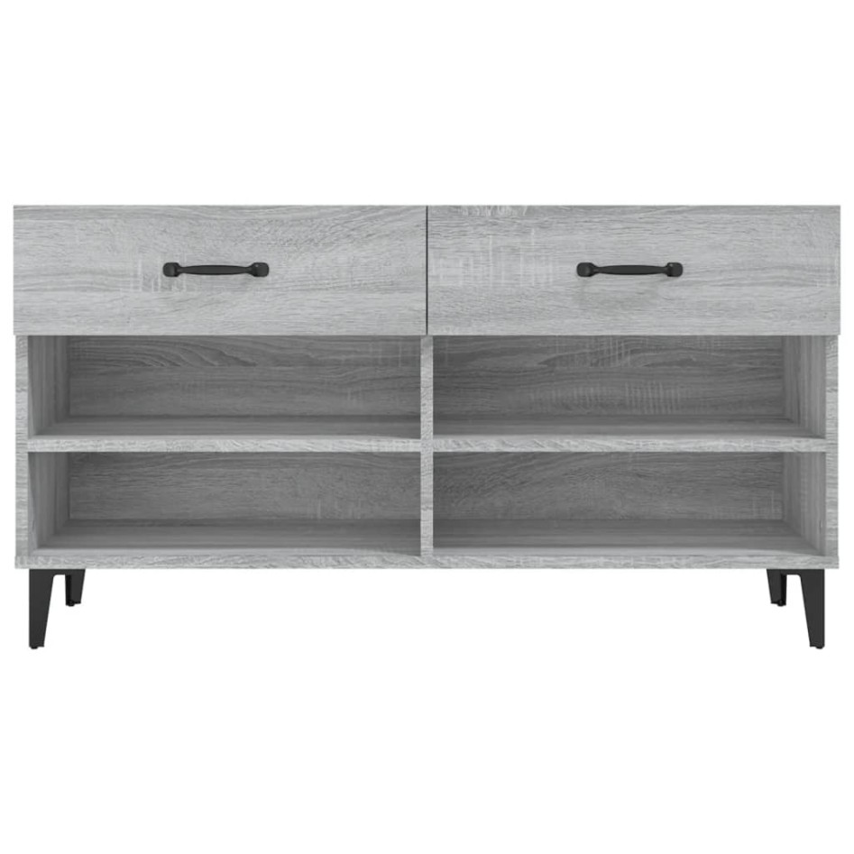 Mueble zapatero madera contrachapada gris Sonoma 102x35x55