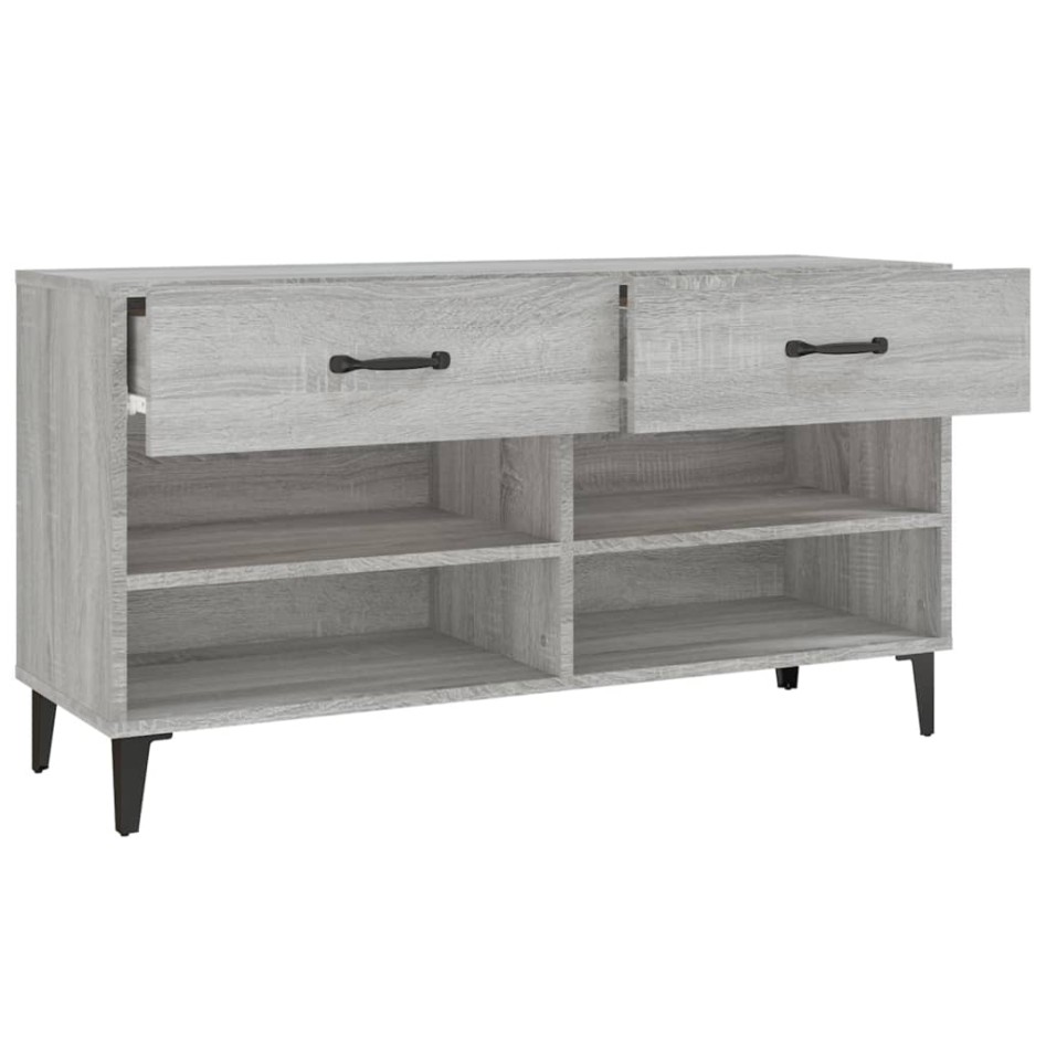 Mueble zapatero madera contrachapada gris Sonoma 102x35x55
