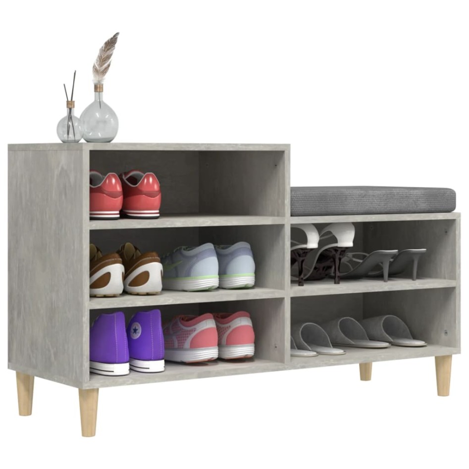 Mueble zapatero madera contrachapada gris hormigón 102x36x60