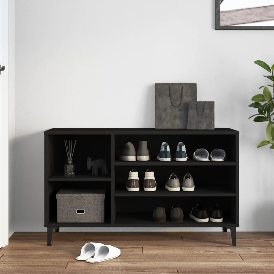 Mueble zapatero madera contrachapada negro 102x36x60