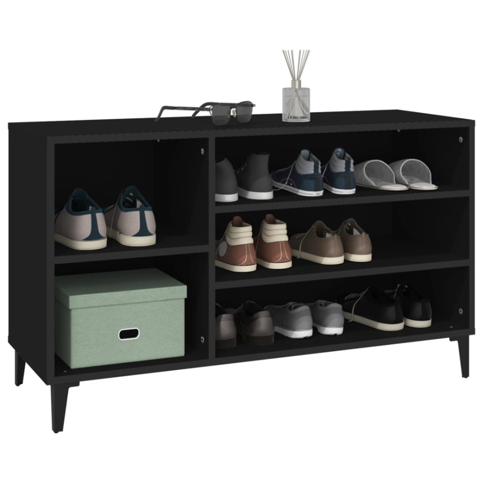 Mueble zapatero madera contrachapada negro 102x36x60