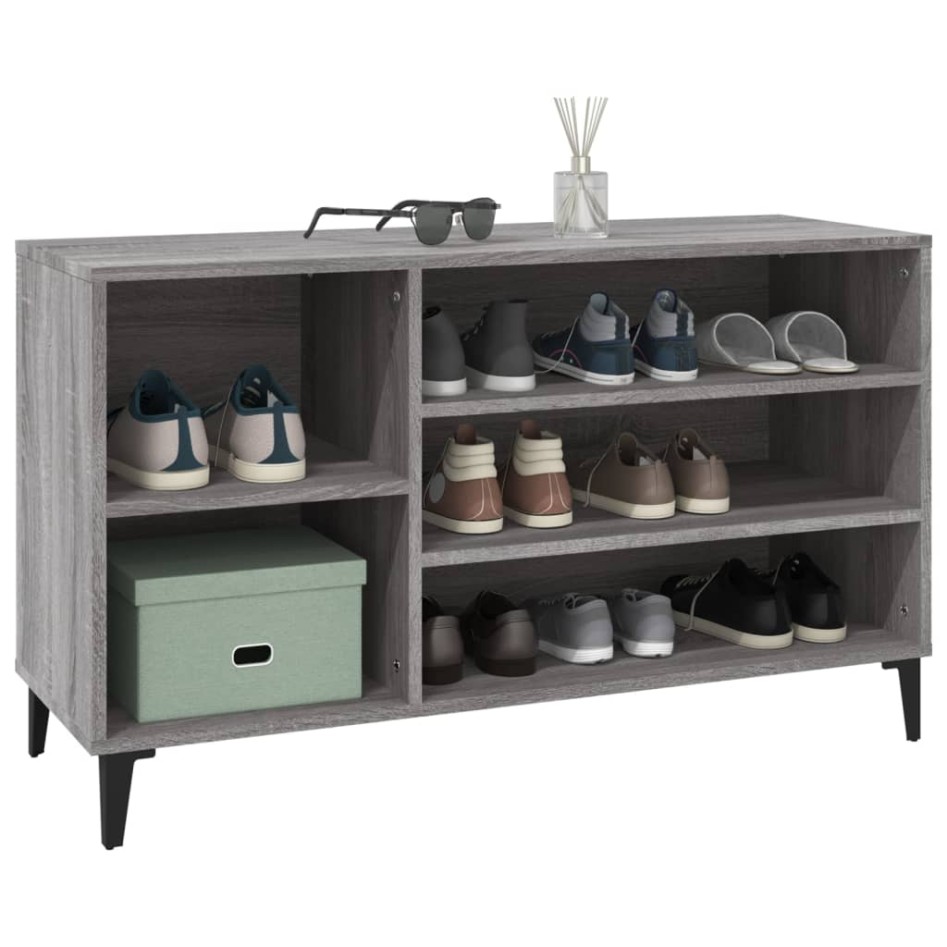 Mueble zapatero madera contrachapada gris Sonoma 102x36x60