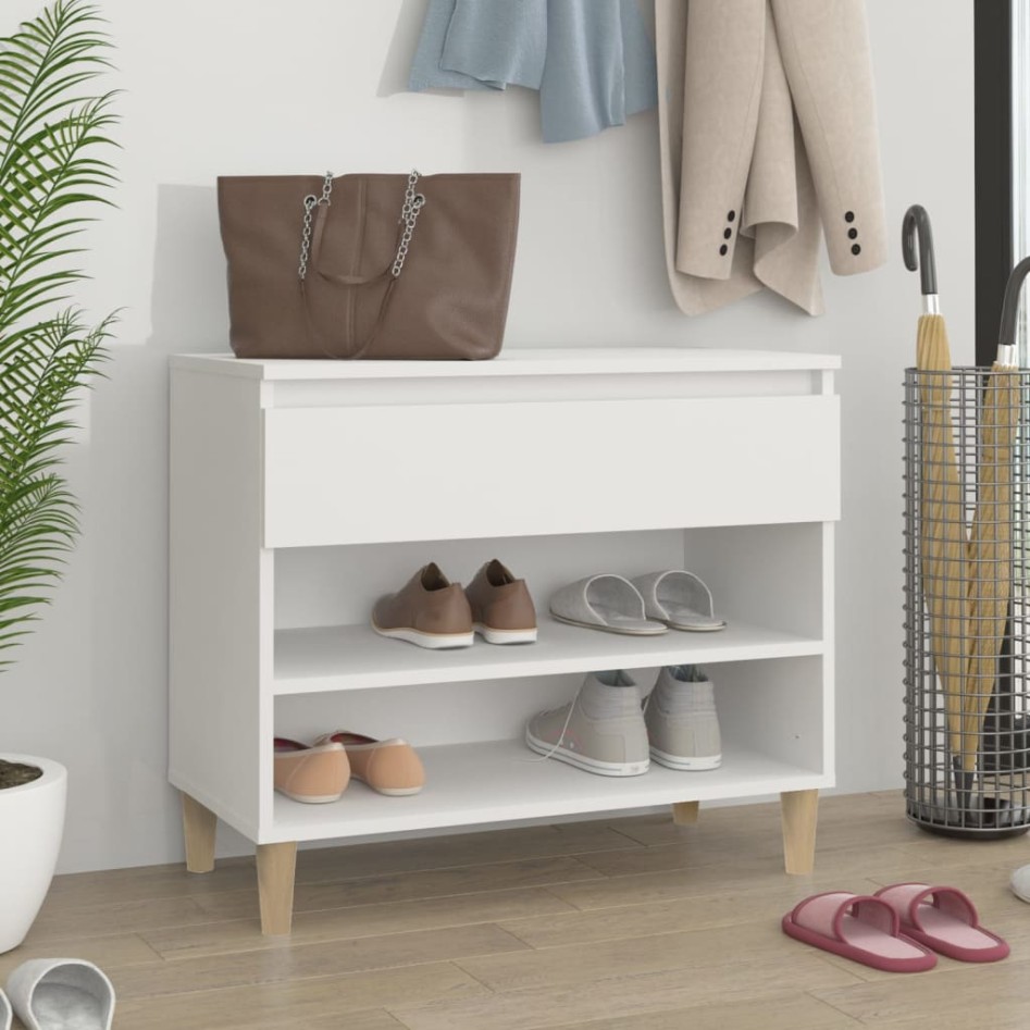 Mueble zapatero madera contrachapada blanco 70x36x60