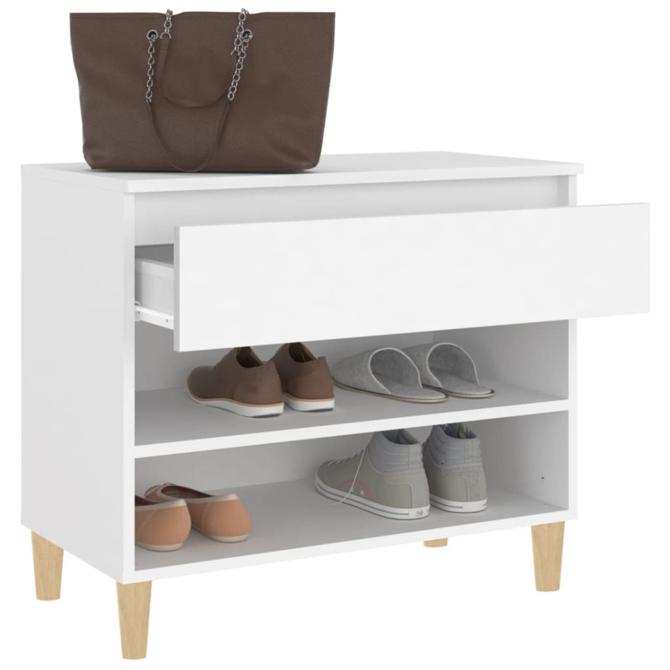 Mueble zapatero madera contrachapada blanco 70x36x60