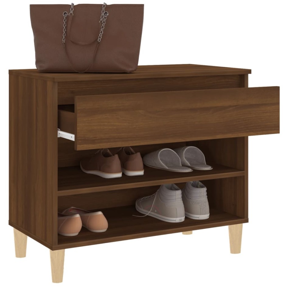 Mueble zapatero madera contrachapada roble marrón 70x36x60