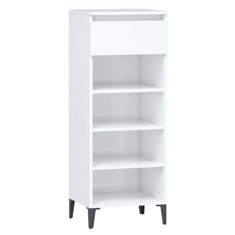 Mueble zapatero madera contrachapada blanco brillo 40x36x105