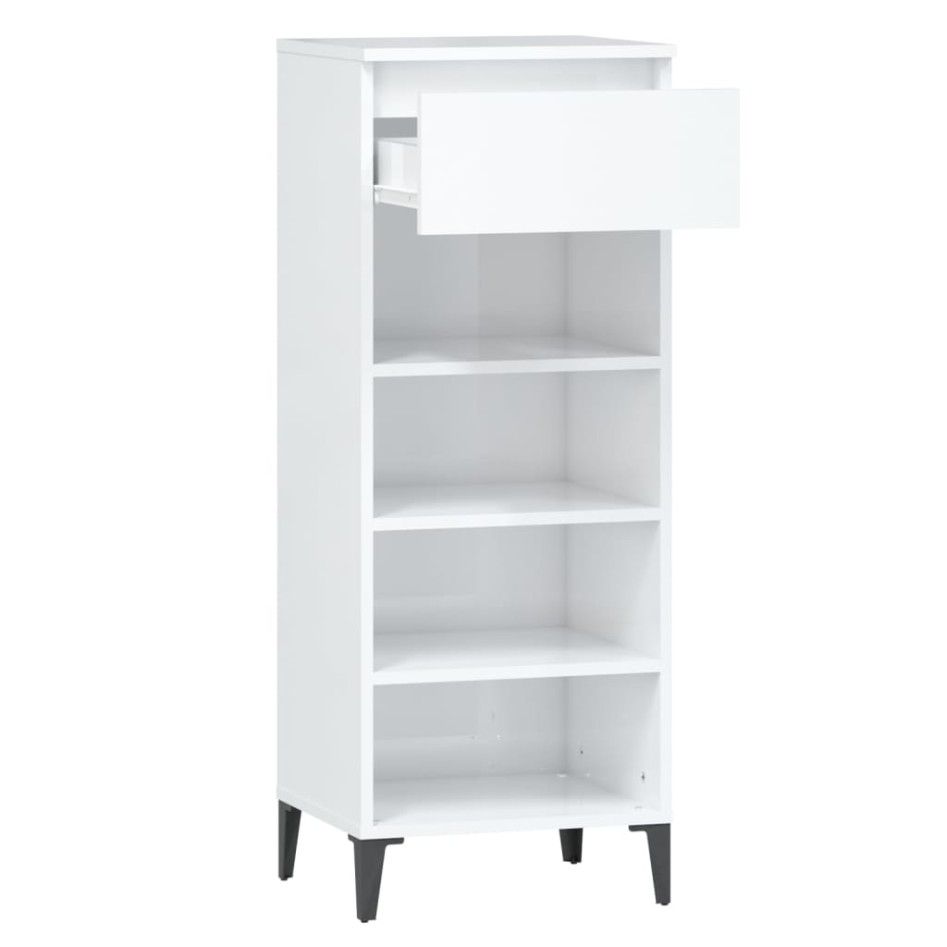 Mueble zapatero madera contrachapada blanco brillo 40x36x105