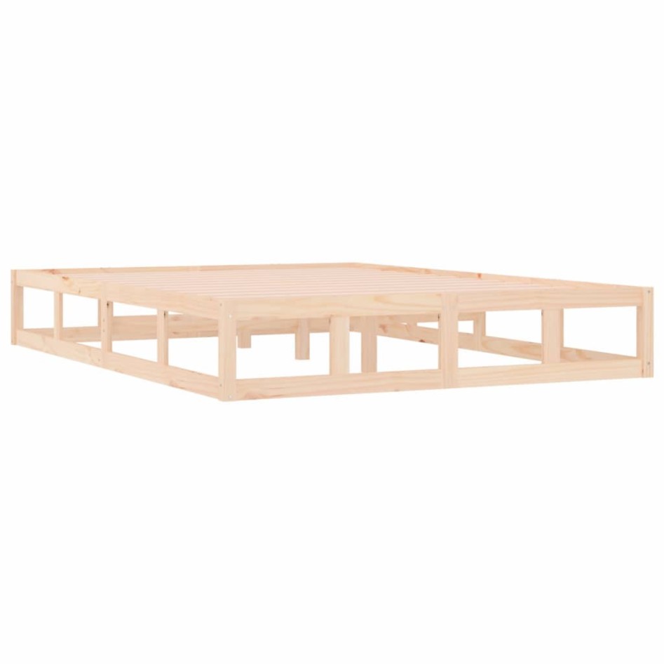 Estructura de cama doble de madera maciza 140x190