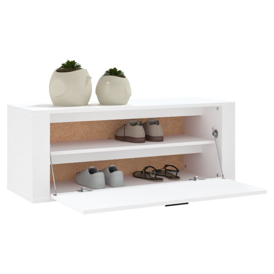 Mueble zapatero pared madera contrachapada blanco 100x35x38
