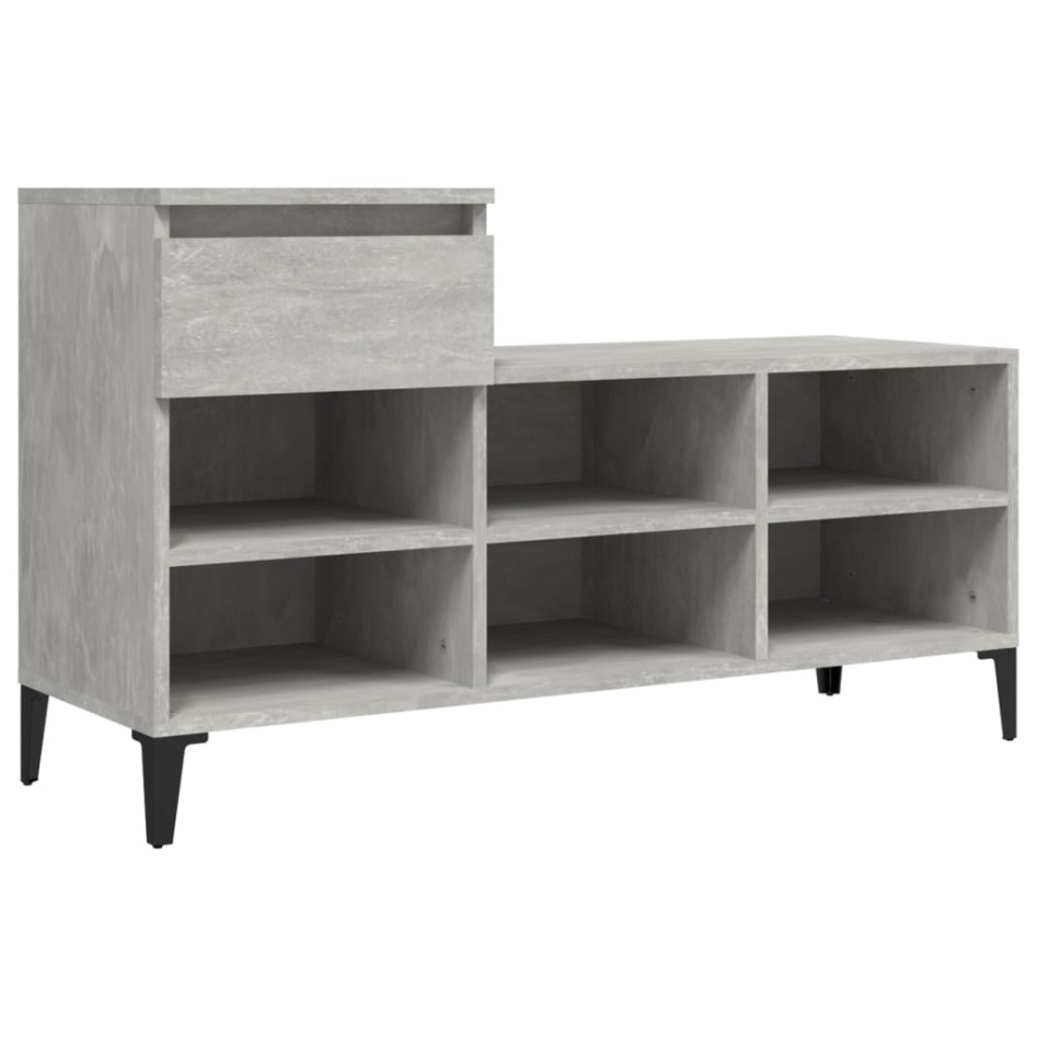 Mueble zapatero madera contrachapada gris hormigón 102x36x60