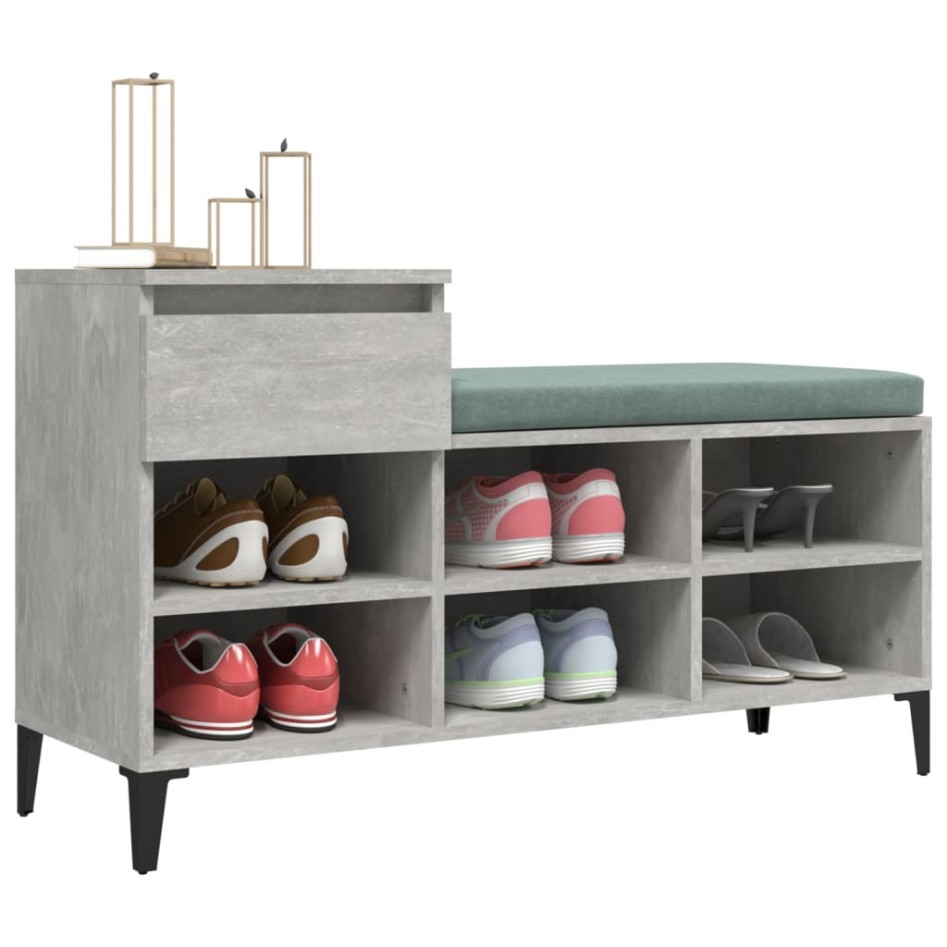 Mueble zapatero madera contrachapada gris hormigón 102x36x60
