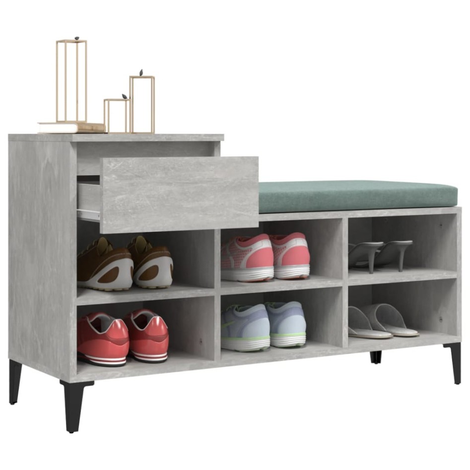 Mueble zapatero madera contrachapada gris hormigón 102x36x60