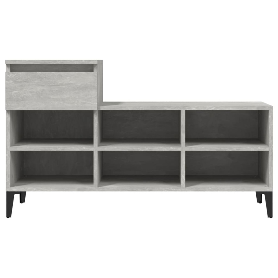 Mueble zapatero madera contrachapada gris hormigón 102x36x60