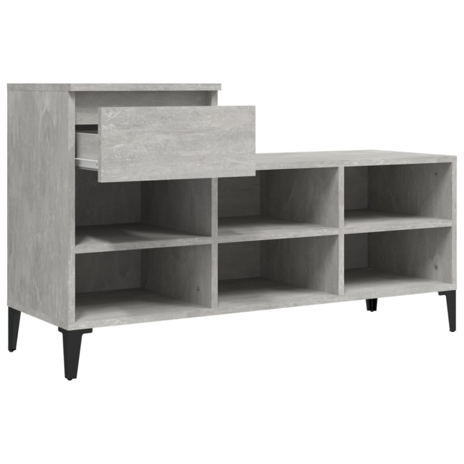 Mueble zapatero madera contrachapada gris hormigón 102x36x60