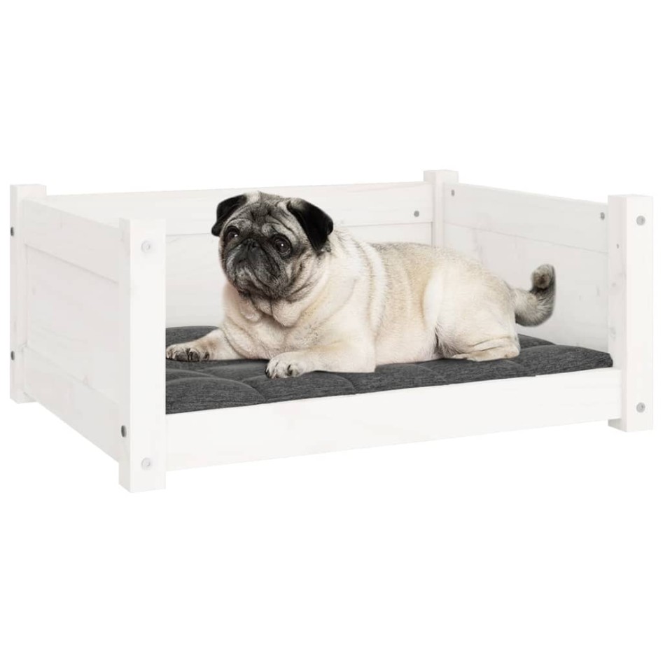 Cama para perros madera maciza de pino blanco 65,5x50,5x28