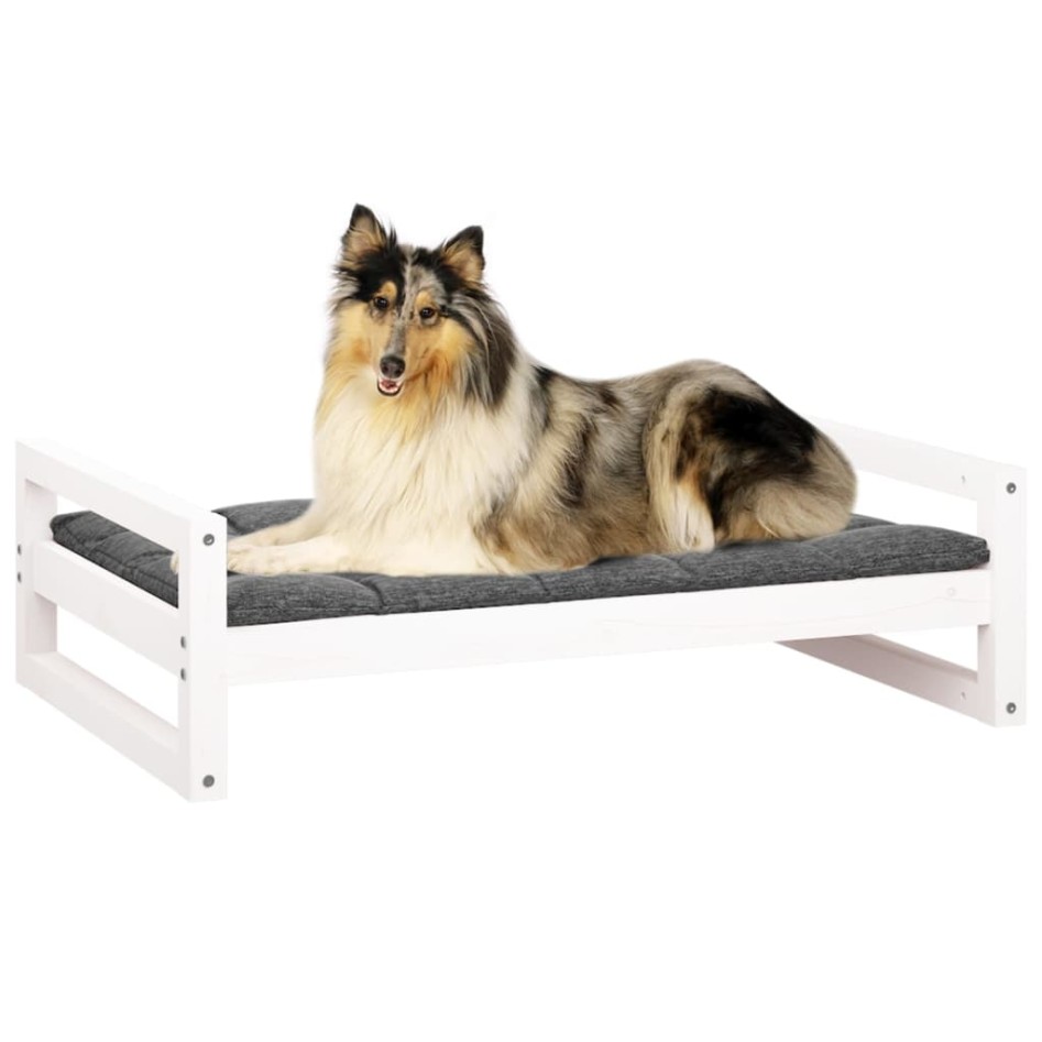Cama para perros madera maciza de pino blanco 95,5x65,5x28