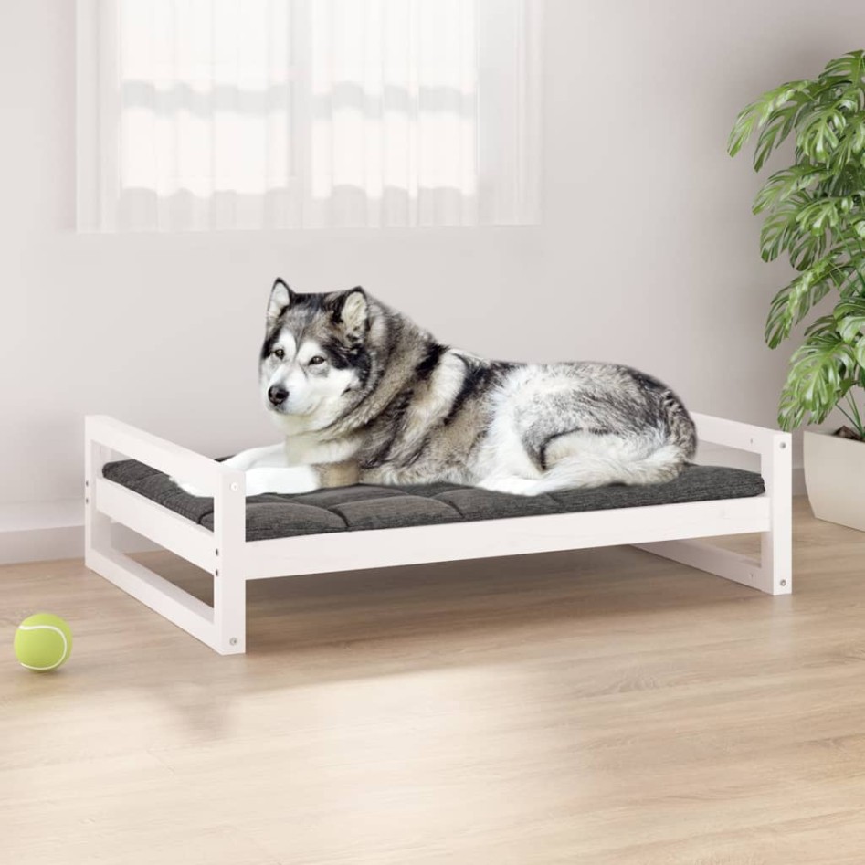 Cama para perros madera maciza de pino blanco 105,5x75,5x28