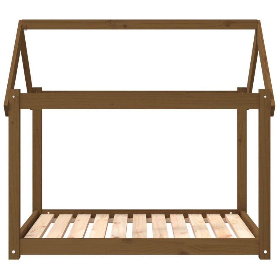 Cama para perros madera maciza pino marrón miel 101x70x90