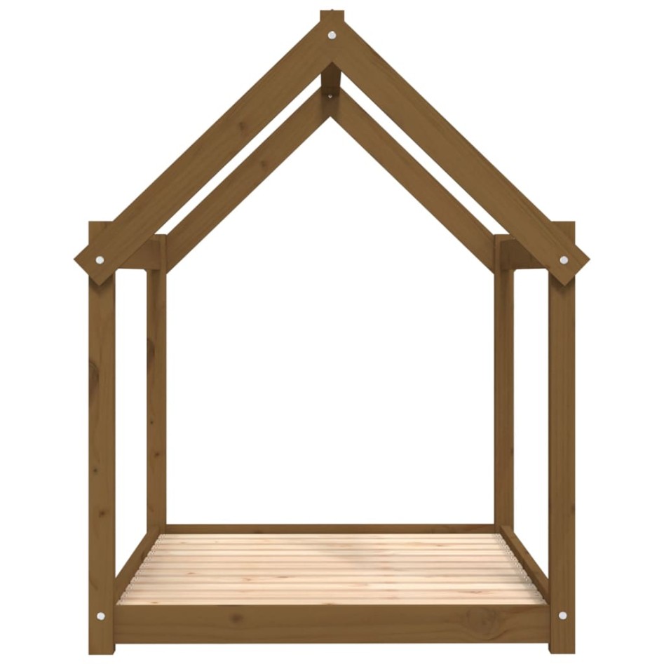 Cama para perros madera maciza pino marrón miel 111x80x100