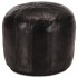 Puf negro 40x35 cm cuero genuino de