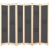 Biombo divisor de 6 paneles de tela gris 240x170x4