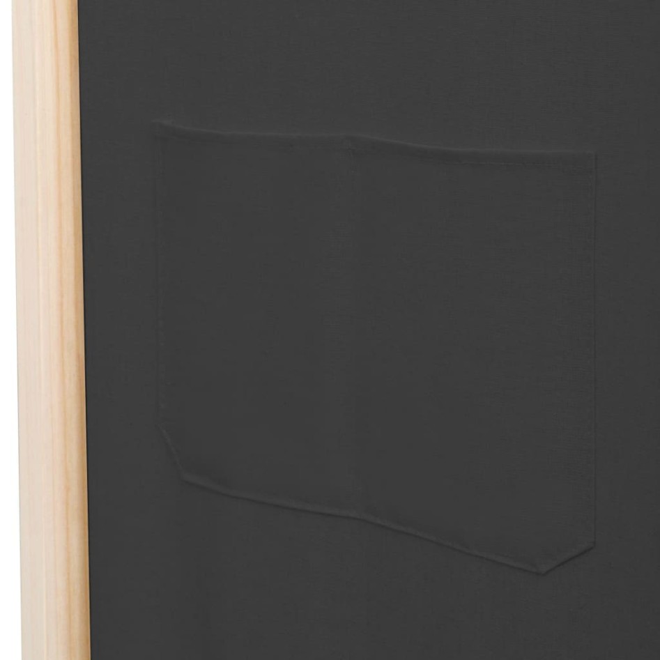 Biombo divisor de 6 paneles de tela gris 240x170x4