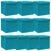 Caja de almacenaje con tapa 4 uds tela azul celeste 32x32x32 cm