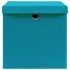 Caja de almacenaje con tapa 4 uds tela azul celeste 32x32x32