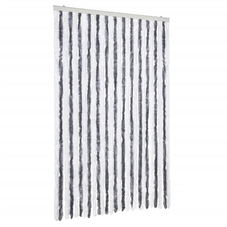 Cortina mosquitera chenilla gris y blanco 118x220