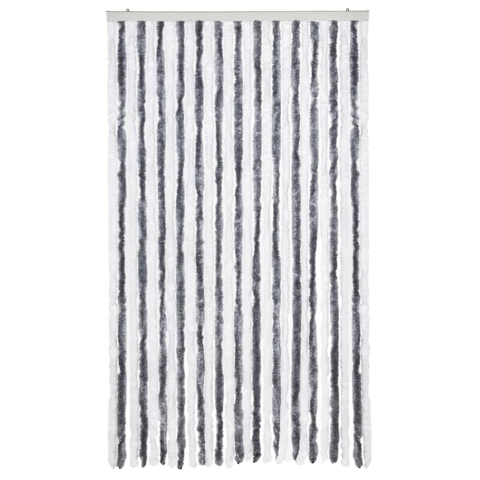 Cortina mosquitera chenilla gris y blanco 118x220
