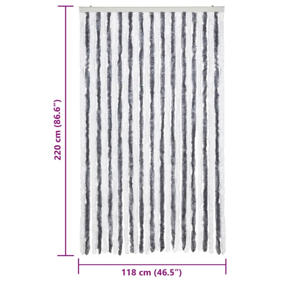 Cortina mosquitera chenilla gris y blanco 118x220