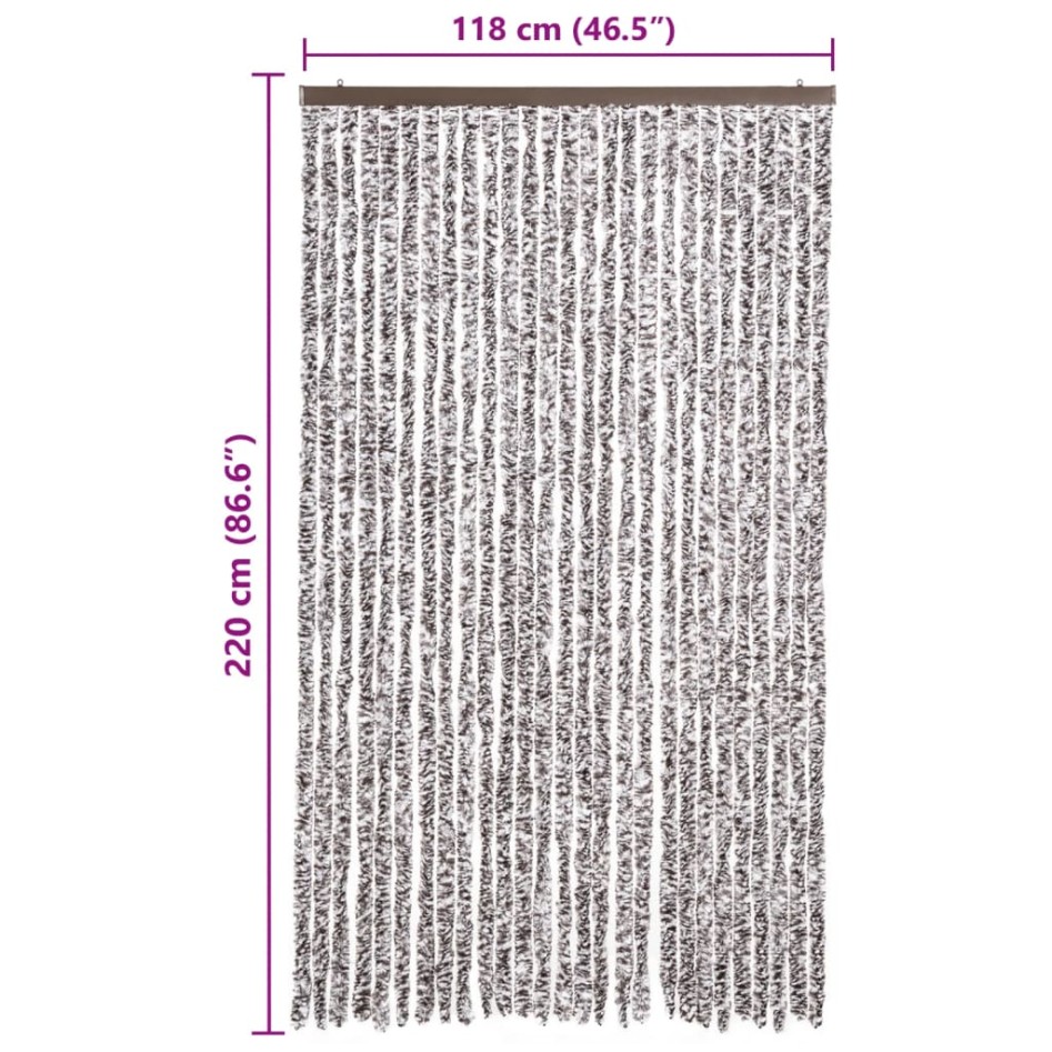 Cortina mosquitera chenilla marrón y beige 118x220