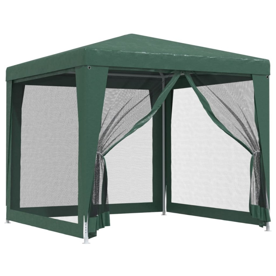 Carpa para fiestas con 4 paredes de malla HDPE verde 2,5x2,5