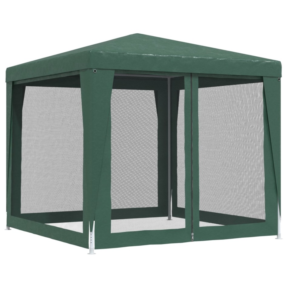 Carpa para fiestas con 4 paredes de malla HDPE verde 2,5x2,5