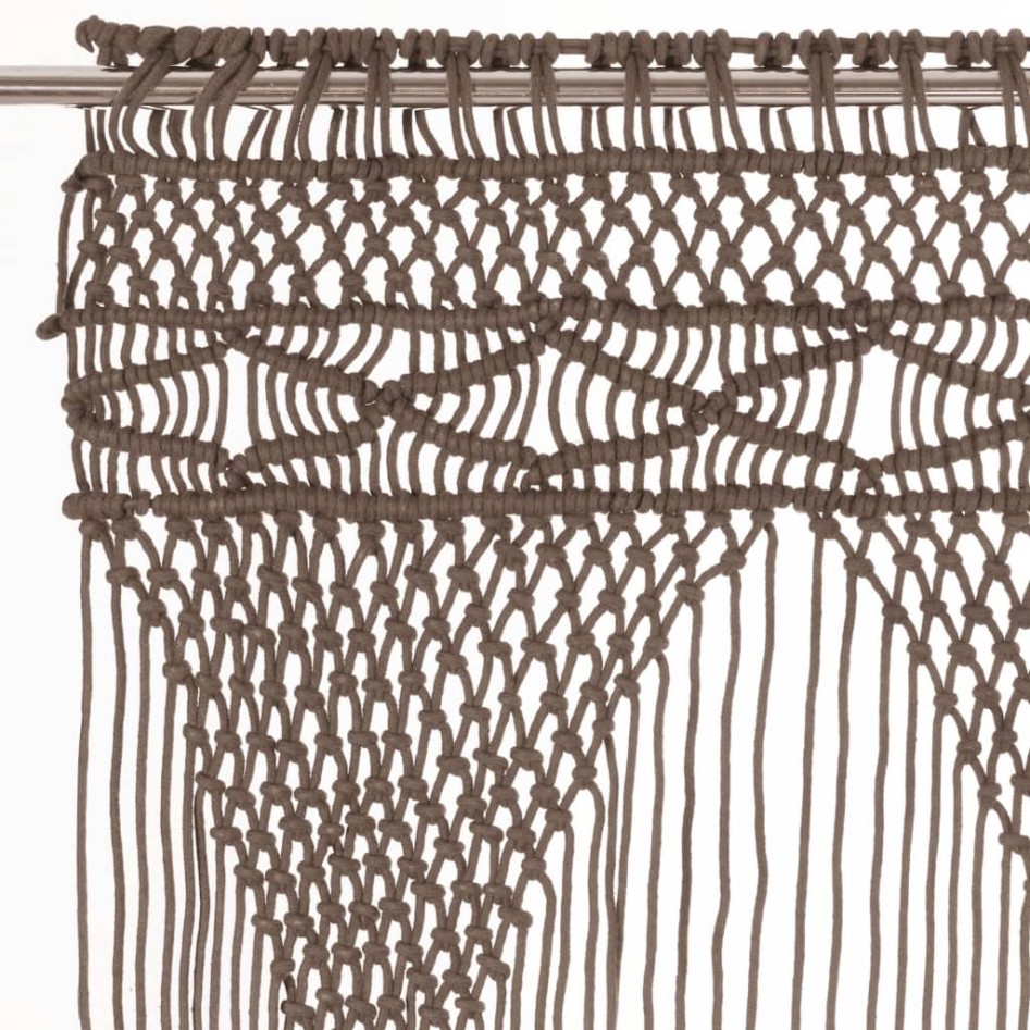 Cortina de macramé algodón gris taupé 140x240