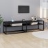 Mueble de TV vidrio templado color mármol negro 160x40x40,5