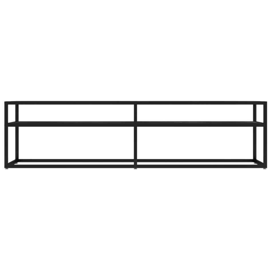 Mueble de TV vidrio templado color mármol negro 160x40x40,5