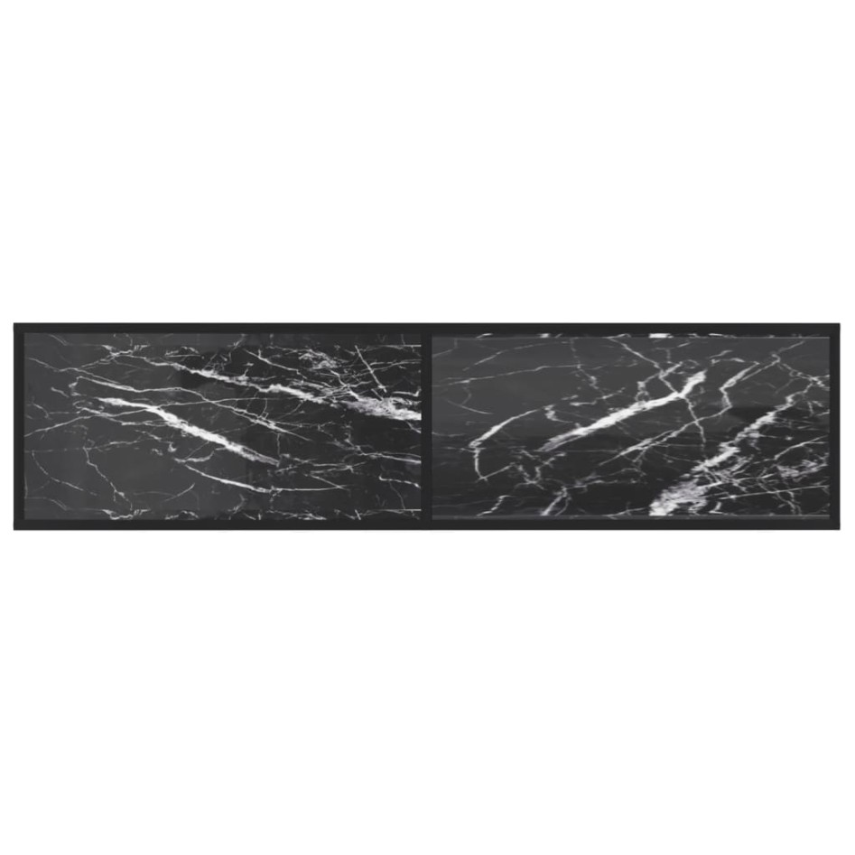 Mueble de TV vidrio templado color mármol negro 160x40x40,5